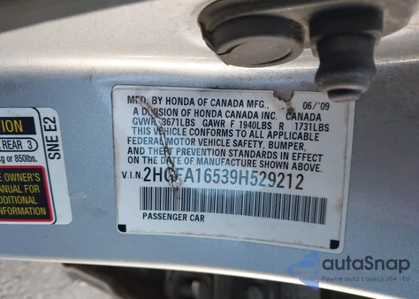 2009 Honda Civic Lx из США, поврежденный, VIN 2HGFA16539H529212